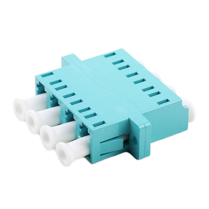 Quad Multimode Fiber Optic Adapter with Flange, OM3