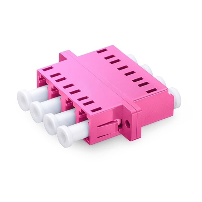 Quad Multimode Fiber Optic Adapter with Flange, OM4